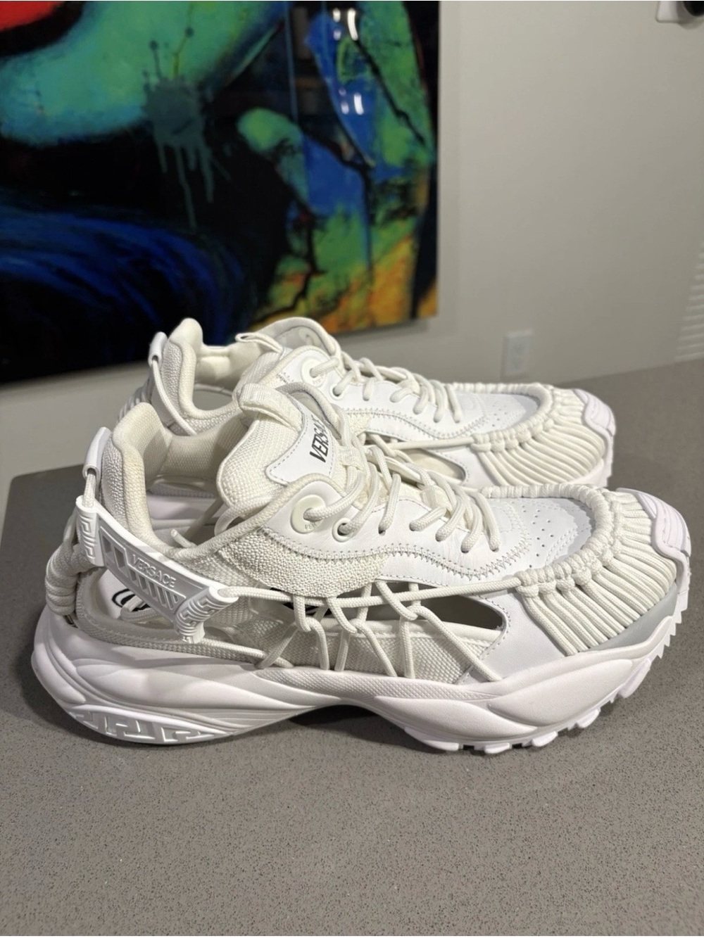 Versace White Men sneakers Vitello Lav Croquet 41.5 IT US 8.5